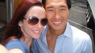 Annie Wersching and Daniel Dae Kim on set of Hawaii Five 0